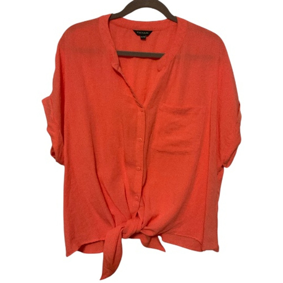 Tahari Coral Button Down tie front Shirt XXL - Picture 2 of 11